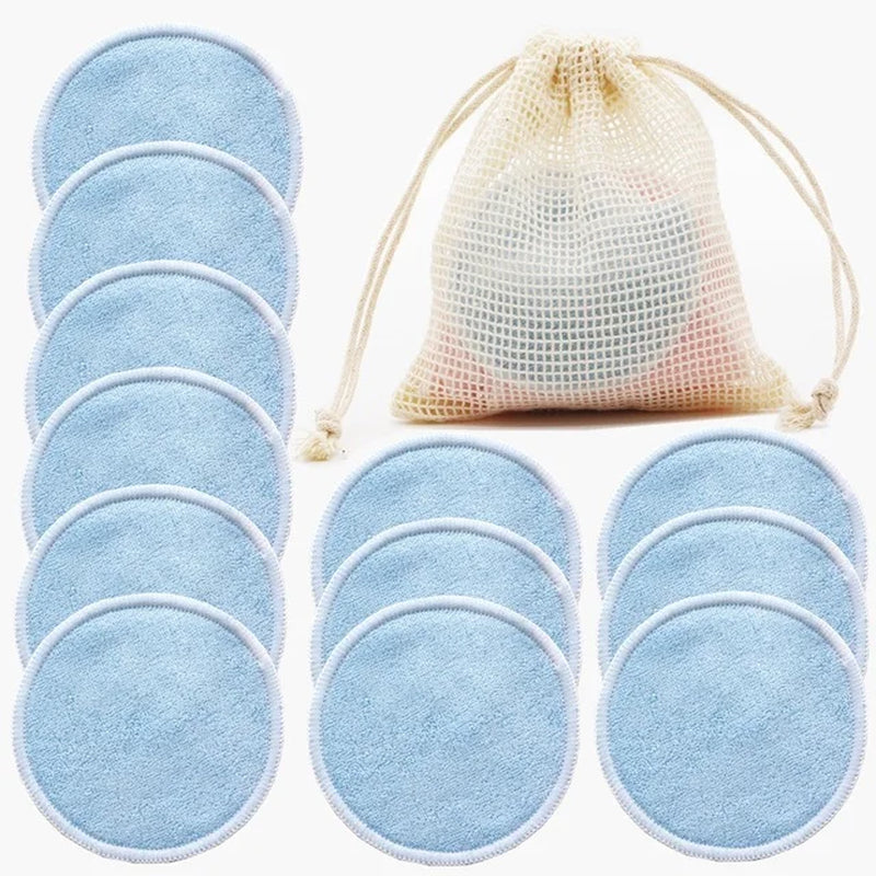 12pc Reusable Makeup Remover Cotton Pads With Wash Bag