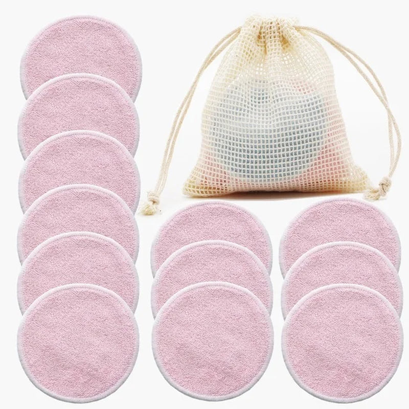 12pc Reusable Makeup Remover Cotton Pads With Wash Bag