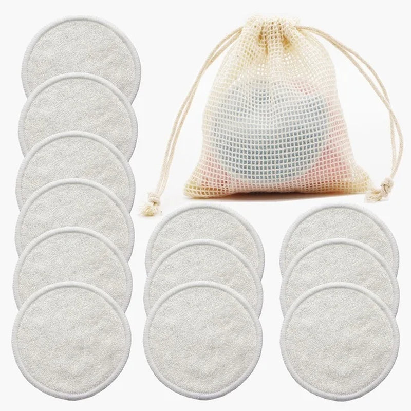 12pc Reusable Makeup Remover Cotton Pads With Wash Bag
